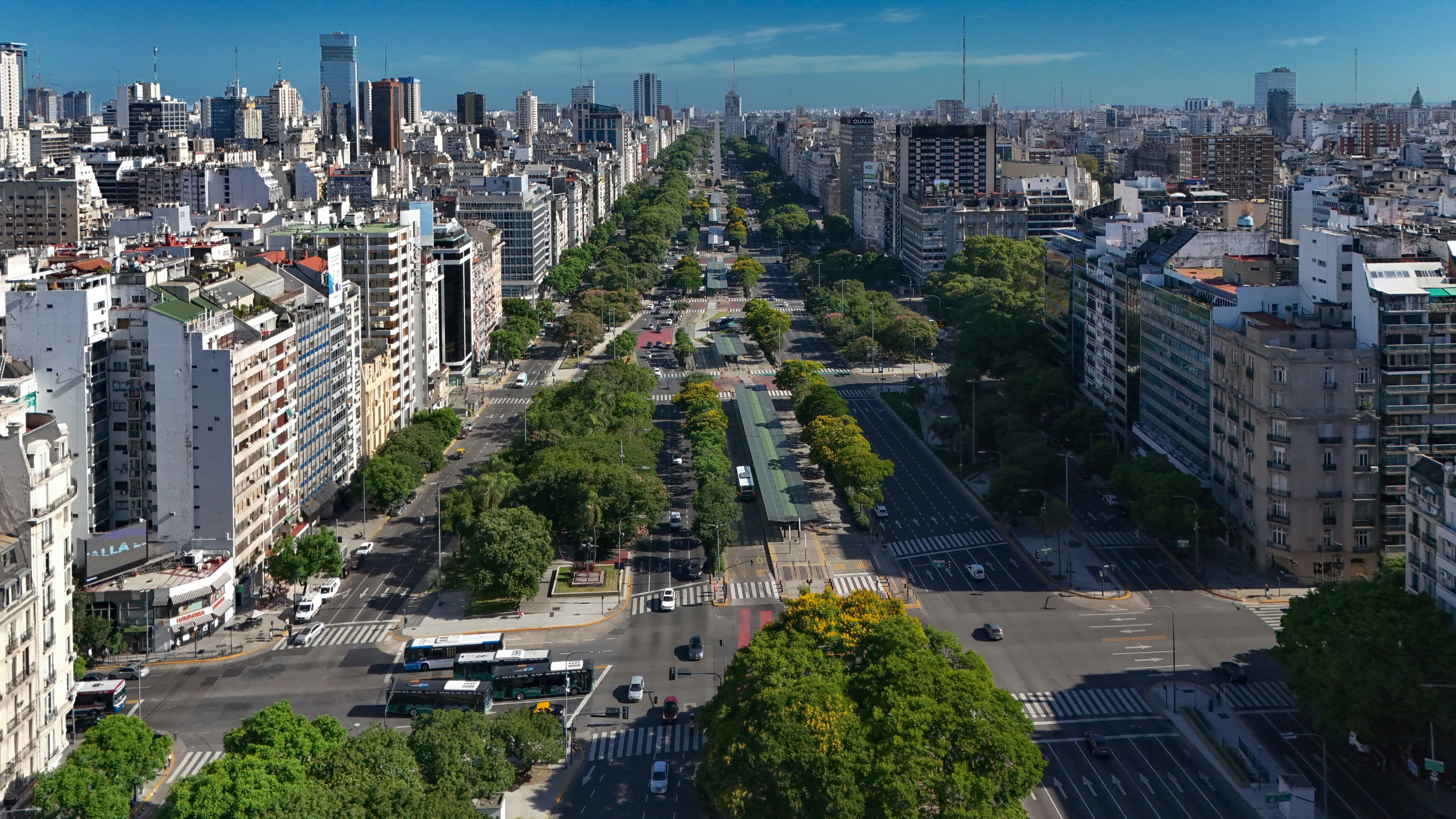 Aerial view of residential high-rise buildings in Buenos Aires, Argentina